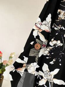 SHEIN LUNE 女士外套冬季秋季上衣秋季女士秋季办公室服装外出花卉和服 - 彩色 - 查看 3