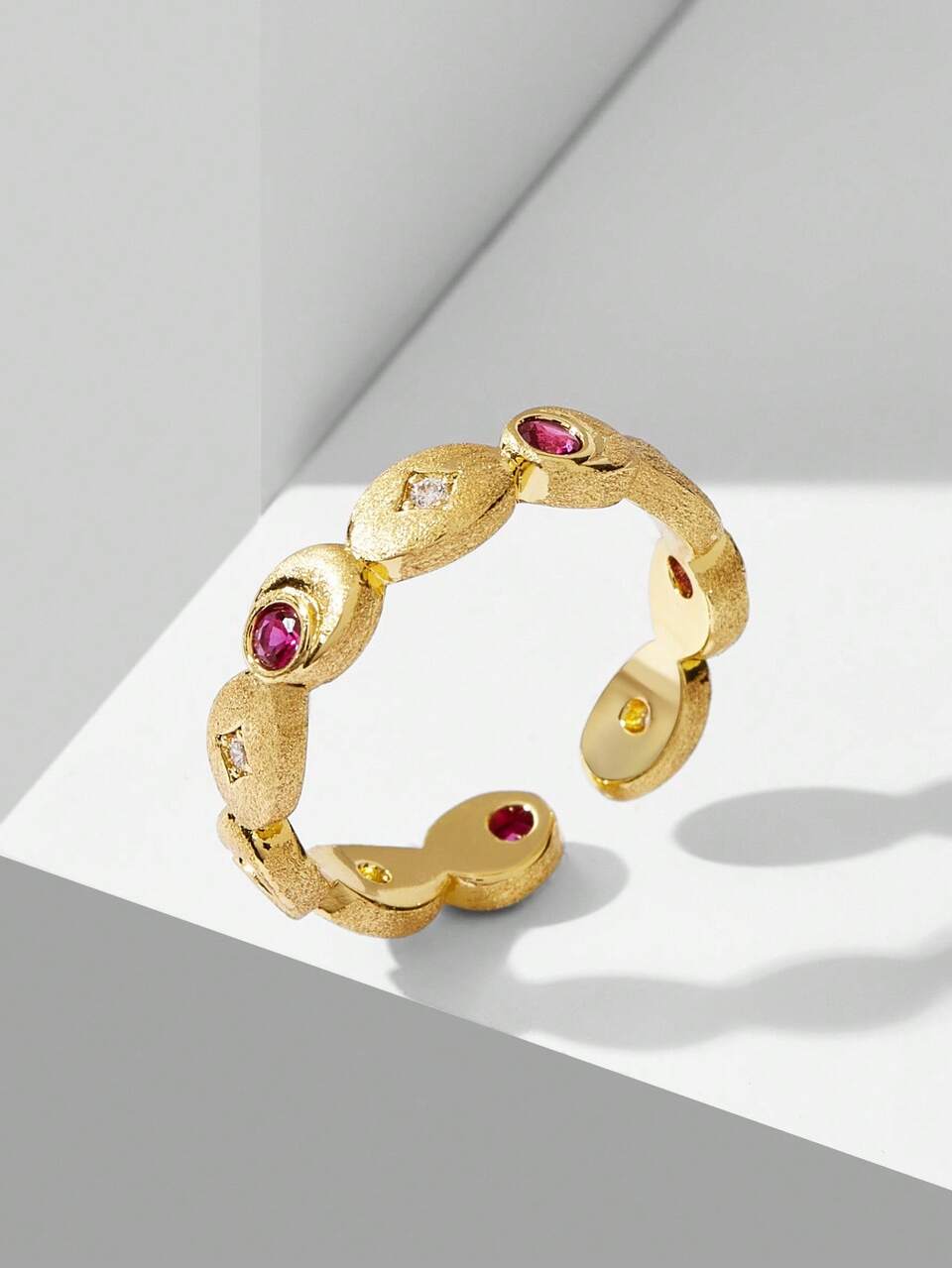 18K GOLD-PLATED PURPLE STONE OPEN RING