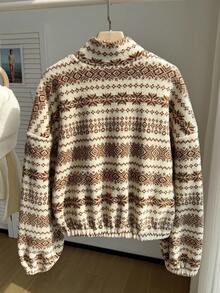 Comfortcana Plus Size Casual Totem Double-Sided Fleece Sweatshirt, Autumn/Winter - Multicolor - View 3