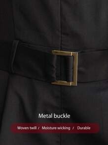 Lumivelle Halloween Summer Old Money Women 2025 New Design Black Lapel Sleeveless Backless Loose Jumpsuit For Women In Summer, Black Metal Decor Waist Belt Backless Halter Straight-Leg Jumpsuit, High-End V-Neck Sleeveless Backless Jumpsuit For Women In Summer, Elegant Waist Tie Jumpsuit With High Waist Wide Leg Pants