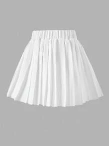 1 Chân váy xếp ly thêu họa tiết ngựa cạp chun cho bé gái, phong cách thường ngày đi học, phù hợp cho mùa xuân, hè, thu - trắng - Xem 8