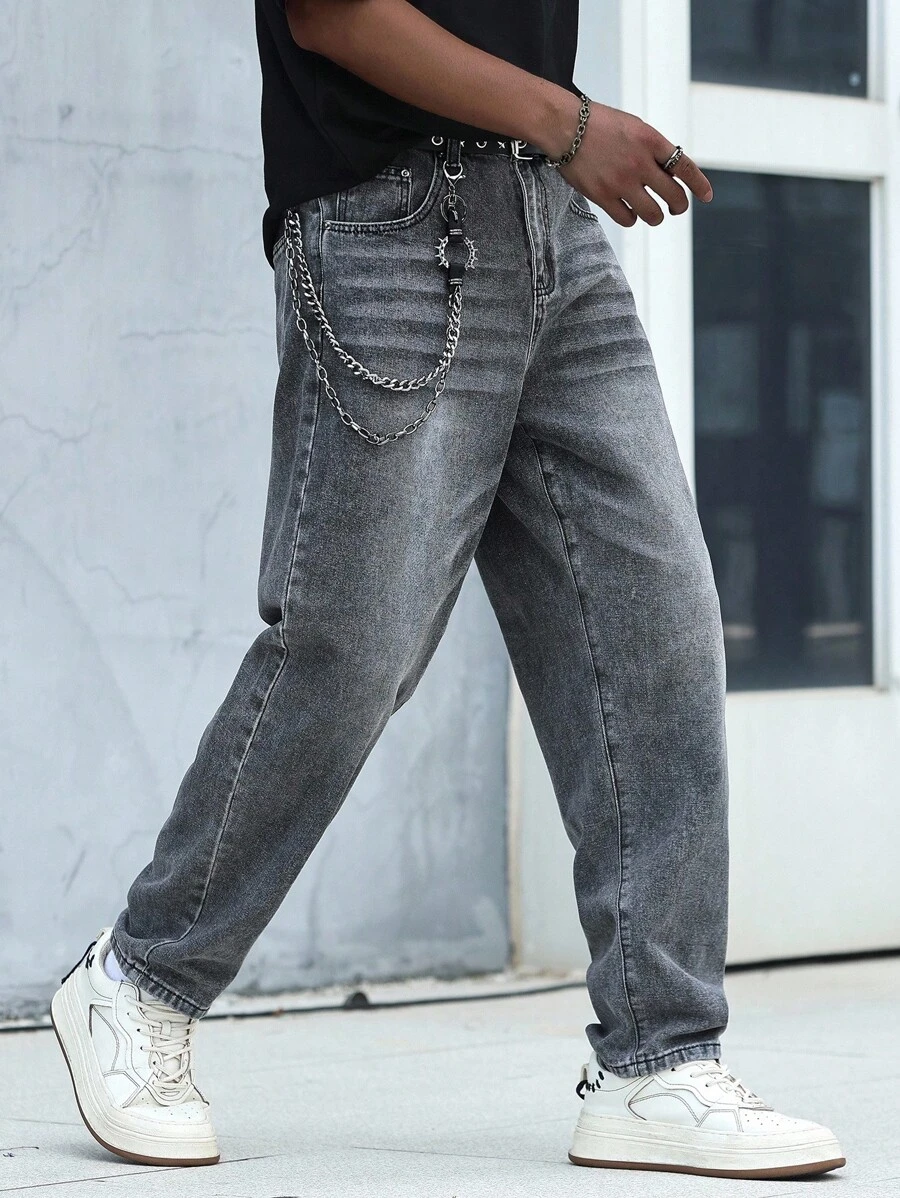 Manfinity Homme 男士休闲宽松口袋锥形牛仔裤