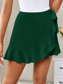 Firerie Quần short cạp chun bèo nhún thời trang màu trơn dành cho nữ - Màu xanh lá cây đậm - Xem 4