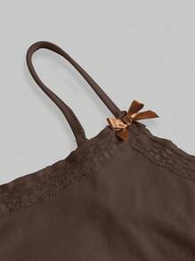 ROMWE J-Fashion 可爱鹿刺绣蕾丝上衣搭配鹿印花喇叭裤 - 棕色 - 查看 7