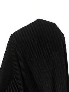 Velvet Women's Long Sleeve Top & Pants Pajama Set, Fall Winter Clothes - Black - View 7