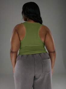 MUSERA 大码深V领吊带背心，适合日常、街头风、Y2K、2000年代风格、基础款、节日、假日、派对等场合，春夏休闲百搭。 - 綠色 - 查看 3