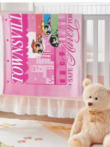 THE POWERPUFF GIRLS X SHEIN 1 Chăn lông cừu Powerpuff mềm mại, nhẹ, thân thiện với thú cưng, dùng cho phòng ngủ, ghế sofa, phòng làm việc, trang trí nhà cửa ấm cúng, ý tưởng quà tặng cho người lớn - Nhiều màu - Xem 5