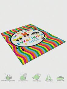 THE POWERPUFF GIRLS X SHEIN 1Pc Blossom, Bubbles, Buttercup Pattern Soft Plush Blanket, Gift For Bedroom Living Room - Multicolor - View 3