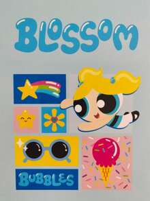 THE POWERPUFF GIRLS X SHEIN Bubbles Pattern Notebook - A5 Blank Notebook,Art Journal For Drawing, Anime Journal, Kawaii School Supplies - Multicolor - View 4