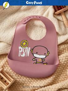 Cozy Pixies 可爱卡通字母图案婴儿硅胶围兜 - 乾枯玫瑰色 - 查看 1