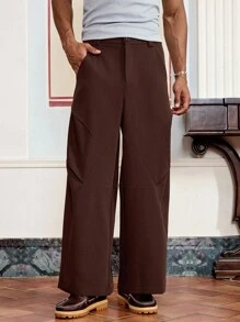 SWAVVY Pantalon long décontracté et ample pour hommes - Marron - Voir 1