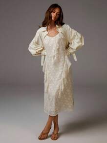 Athîral Women's Elegant Solid Color Textured Ruffle Hem Sleeveless Midi Dress, Summer White Dress Ruffle Dress Organza Dress White Silk Dress Floral Dress - Apricot - View 4