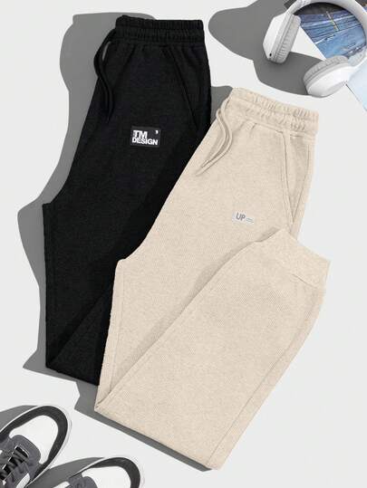 EURMUSE 2 Pcs Men's Waffle Fabric Basic Style Combination Fit Boxers, Set Of 2