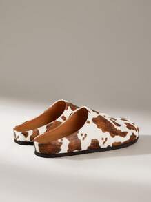 Solecia 男士奶牛印花休闲一脚蹬穆勒拖鞋 - 棕色 - 查看 4