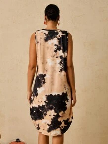 SHEIN VCAY Váy không tay in hình bí ngô và ma cà rồng nhuộm màu cam và đen cỡ lớn cho lễ Halloween, trang phục Halloween, váy nhuộm màu thu, cho tiệc Halloween - màu nâu - Xem 2