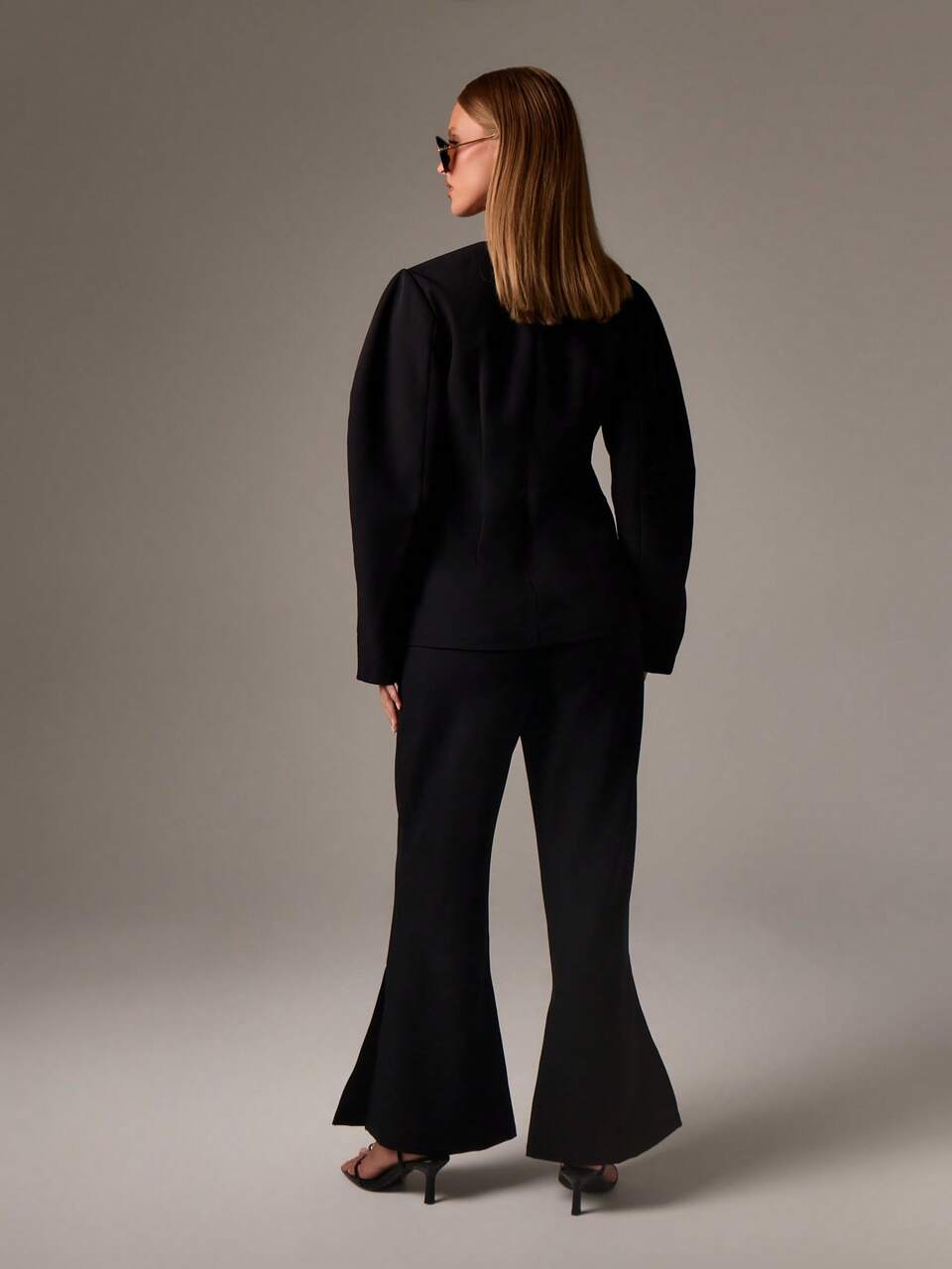 Structured Blazer With Flared Leg Pants