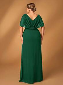 Serin 加大码优雅奢华刺绣垂坠贴花收腰A字型长款新娘妈妈礼服