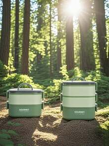 SHEIN 800/1400/2000 Milliliter Multi-Color Bento Box Set, Reusable, Leak-Proof Bento Box With Three Layers, No BPA Lunch Box, Insulated Bento Box, School Bento Box, Office Lunch Box, Travel Bento Box, Stackable, For Microwave, Dishwasher, And Refrigerator, Bento Box - Multicolor - View 9