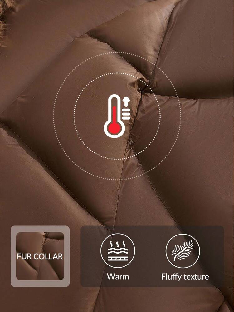 女性用 贅沢なフェイクファー衿ランタンスリーブ厚手ファッションジャケット