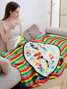 THE POWERPUFF GIRLS X SHEIN 1Pc Blossom, Bubbles, Buttercup Pattern Soft Plush Blanket, Gift For Bedroom Living Room - Multicolor - View 6