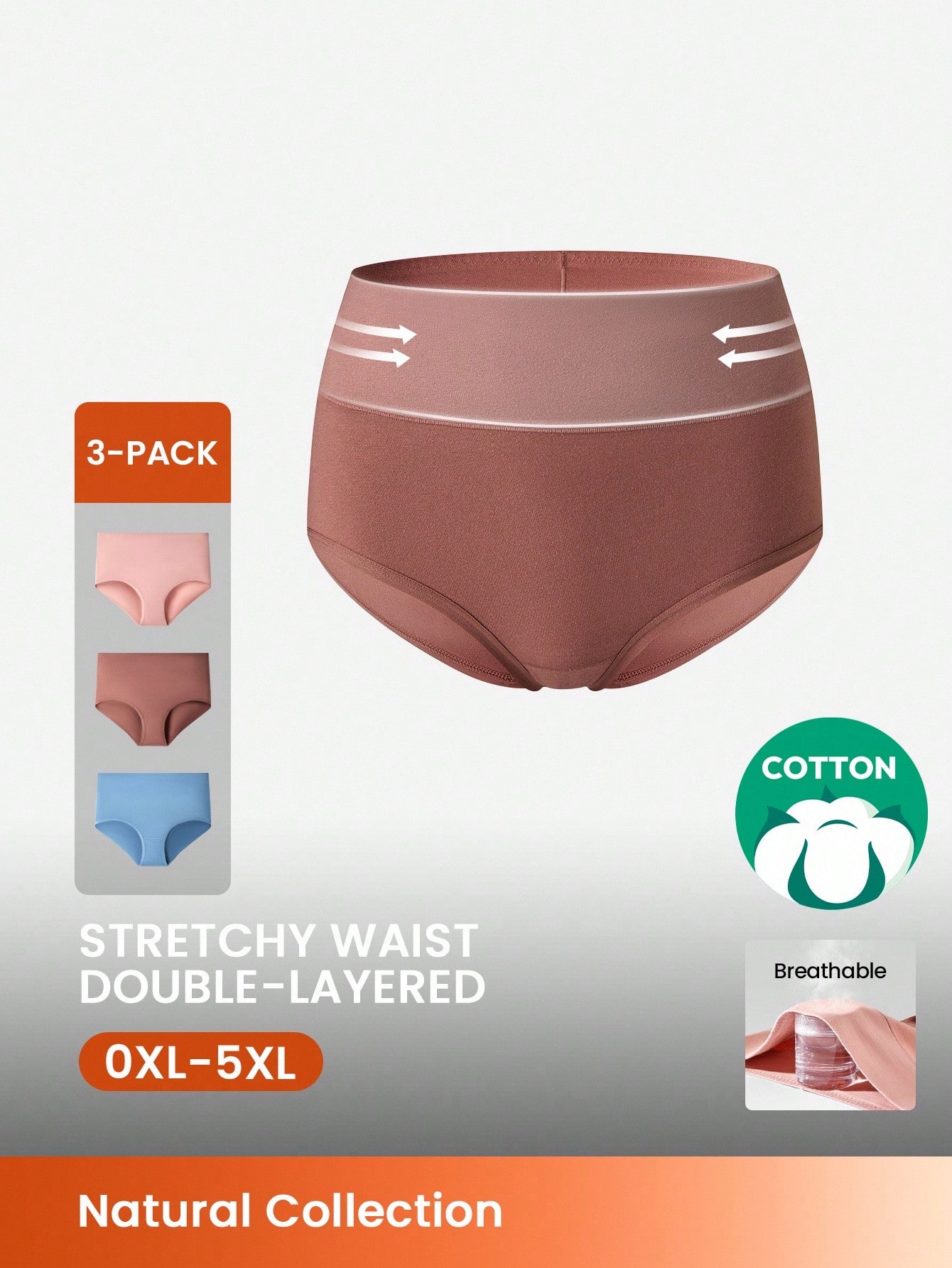 Plus 3-Pack High-Waist Briefs