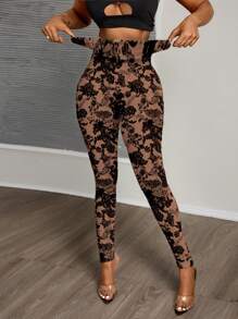 Slaydiva 复古蕾丝休闲针织紧身女式长款打底裤，适合夏季