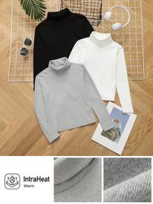 SHEIN 青少年女孩休閒翻領立領長袖三件套，適合外出穿著 - 彩色 - 查看 8