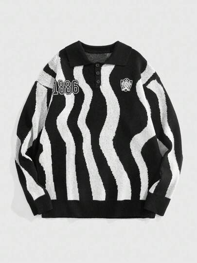 Street Life Pull à manches longues décontracté pour homme, motif lettres bicolores