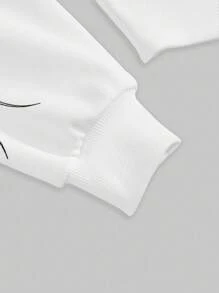 ROMWE Grunge Punk Y2K Subculture 复古修身豹纹毛领女式连帽卫衣 - 白色 - 查看 4