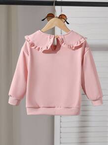 少女甜美公主风花卉刺绣翻领落肩长袖卫衣，秋冬