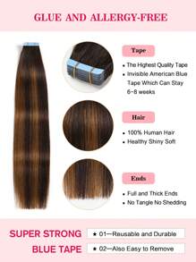 Real Remy Human Hair 12-24inches Straight Tape In Human Hair Extensions Natural High Quality Silky Seamless Invisible PU Tape In Hair Extensions 20PCS 50G/Pack For Salon - S2/6 - View 4