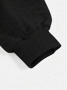 SHEIN Girlism 少女短款长袖黑色圆领卫衣，休闲简约风短款上衣，少女卫衣，宽松卫衣，短款卫衣，长袖卫衣，秋冬短款卫衣 - 黑色 - 查看 4