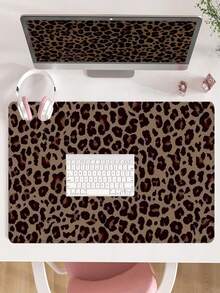 SHEIN 1 件豹纹桌垫现代艺术大鼠标垫办公桌配件橡胶底座带缝边防滑键盘垫适用于办公室家用电脑可作为送给男士女士朋友的礼物返校 - 彩色 - 查看 4