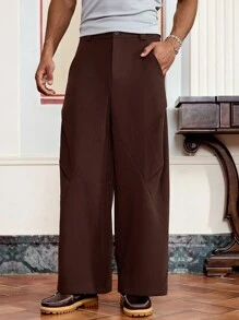 SWAVVY Pantalon long décontracté et ample pour hommes - Marron - Voir 3