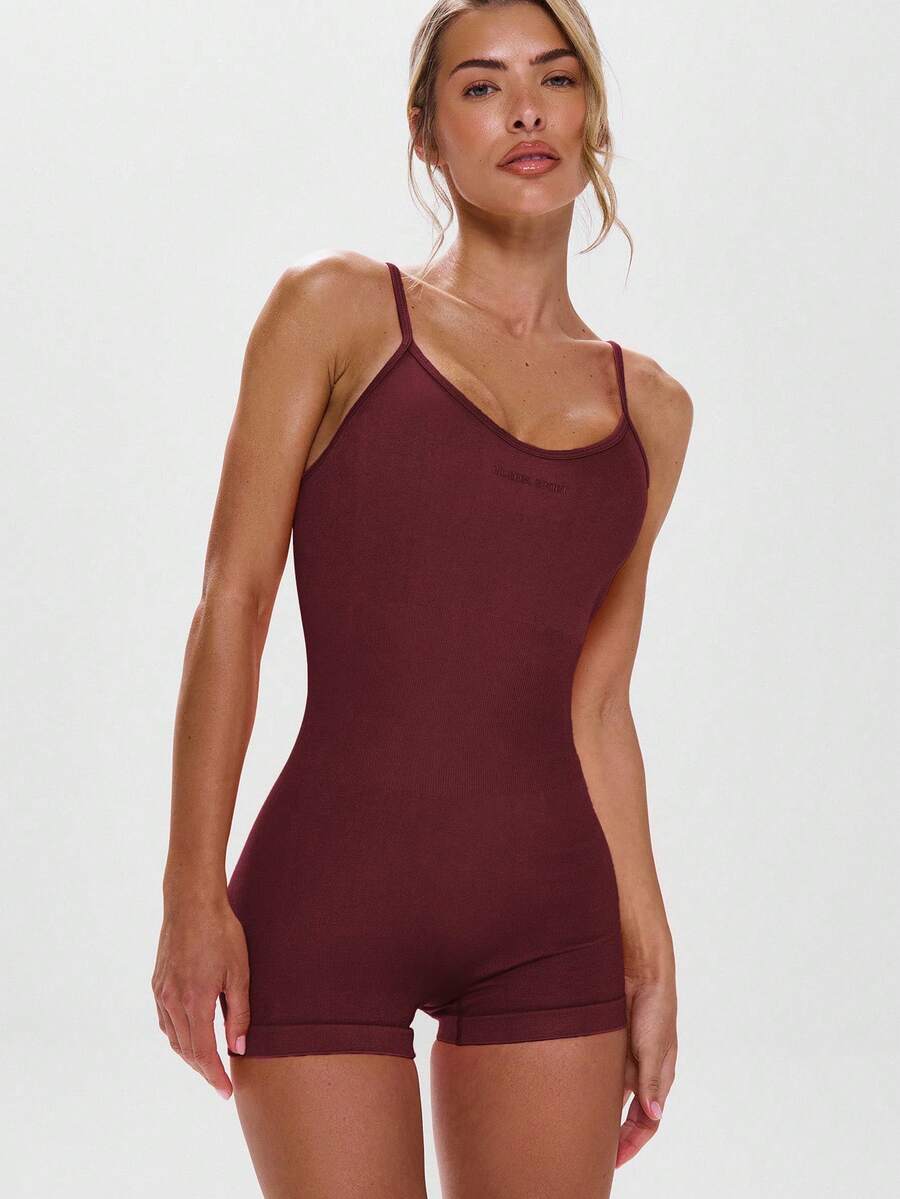 Musera Sport 细肩带运动连体衣，适合健身、板式网球、网球、匹克球等运动，冬夏皆宜。 - 酒紅色 - 查看 1