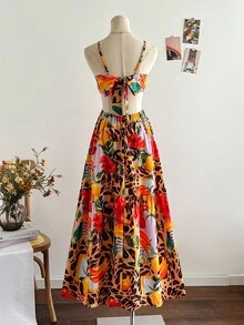 Soleia 女式花卉豹纹镂空腰吊带连衣裙 - 彩色 - 查看 2