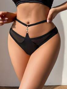 SHEIN Pantys cómodos y encantadores de mujer con decoración de rhinestones