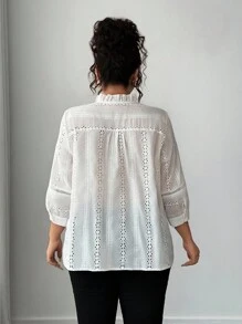 Elenzga 优雅刺绣镂空棉质衬衫