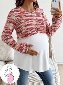 SHEIN Sudadera informal de 2 en 1 con efecto de color block para maternidad - Multicolor - Ver 7