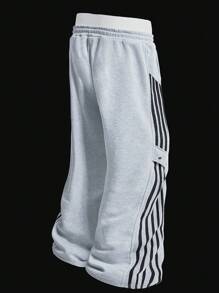 男士 INS 芝加哥休闲街头风套装，送给说唱歌手男友/老公的礼物，周年纪念礼物，时尚阔腿运动裤 - 淺灰色 - 查看 2