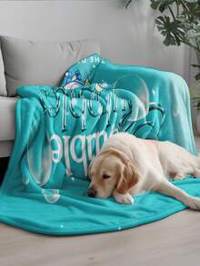 THE POWERPUFF GIRLS X SHEIN 泡泡图案毛毯蓝绿色美学柔软蓬松盖毯舒适卡通床罩卡哇伊可爱闪亮装饰 - 彩色 - 查看 6