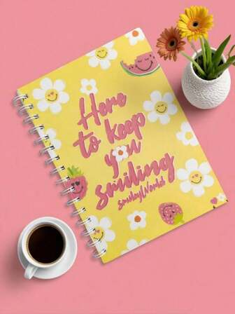 SmileyWorld® | SHEIN 花卉印花笔记本 - 用于绘画和日记的空白笔记本、复古笔记本、艺术家无线日记本