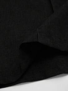 SHEIN Tall 大码女式优雅百搭纽扣装饰简约办公/通勤西装裤 - 黑色 - 查看 5