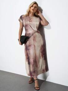 Maija 加大码花卉印花扭纹装饰修身长裙，都市风格女装 - 彩色 - 查看 3