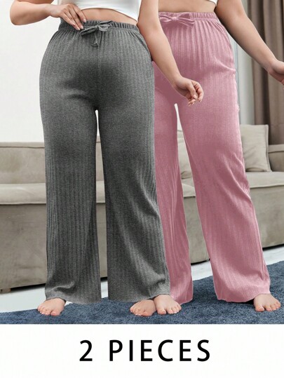 100%Cotton Plus Cottnline 3 PiecesSolid Knit Pants Set