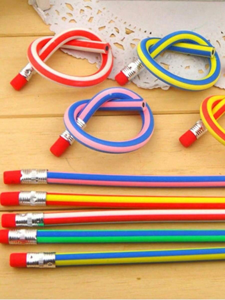 5/10/15Pcs Random Color Unbreakable & Flexible Pencils, Suitable For Learning Toys, Party Favors (Pencils Are For Play Only, Not Recommended For Writing) - Multicolor - View 1