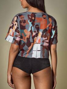 Y2Kool Sierra Siler Women's Casual Graphic Print Cropped T-Shirt, Summer Party Top - Multicolor - View 2