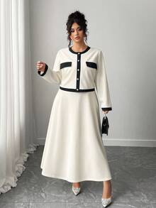 Elenzga Never Out Of Style, Kooky Elegance Collection (Woe Is Me Vibes)(Wednesday Aesthetic) Elegant Midi Slip Dress With Flowy Skirt, Cardigan Short Jacket, 2 Pieces Fashion Set, New Women's Outfit For Autumn/Winter Fall Cloth For Women