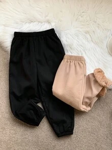SHEIN 两件套男童休闲舒适多功能加厚保暖冬季裤装，黑色和卡其色秋季款 - 彩色 - 查看 5