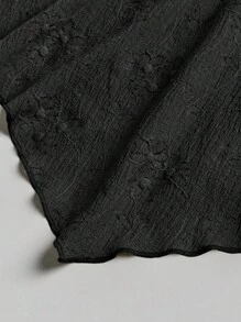 Sweetra Áo nữ mùa hè màu trơn, thắt nút phía trước, vạt áo bất đối xứng, không dây vai, kiểu dáng thường ngày Y2K - màu đen - Xem 4